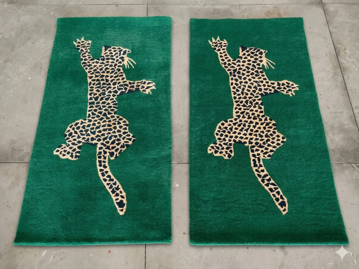 Green animal design mats